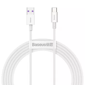 Baseus Superior Series USB-A - USB-C -kaapeli, 66W pikalataus, 2m, valkoinen