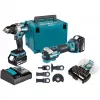 Makita DLX2592JX1 18V LXT harjaton 2 osan yhdistelmäsarja iskuporakoneella, iskuruuvinvääntimellä, 2x 5,0Ah akulla, pikalaturilla ja Makpac-laatikolla