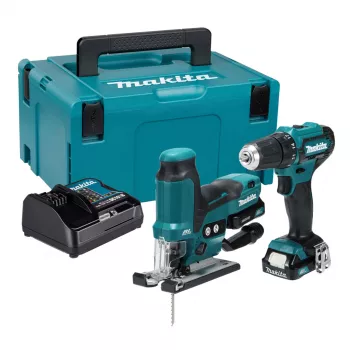 Makita CLX252SAJ 12V max CXT akkuyhdistelmäsarja porakone DF333D, iskuruuvinväännin TD110D, 2x 2,0Ah akut, laturi ja Makpac-laukku