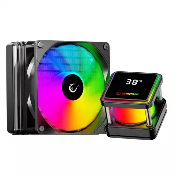 Rampage INFINITE V120 ARGB 120 mm neste-CPU-jäähdytin lämpötilanäytöllä, musta