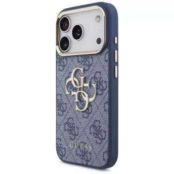 Guess 4G Classic Logo kotelo Apple iPhone 18 Pro / 17 Pro, sininen kultaisilla yksityiskohdilla
