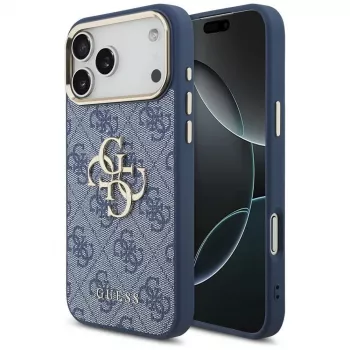 Guess 4G Big Classic Logo -kotelo iPhone 18 Pro Max / 17 Pro Max, sininen & kultainen
