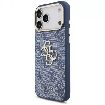 Guess 4G Big Classic Logo -kotelo iPhone 18 Pro Max / 17 Pro Max, sininen & kultainen