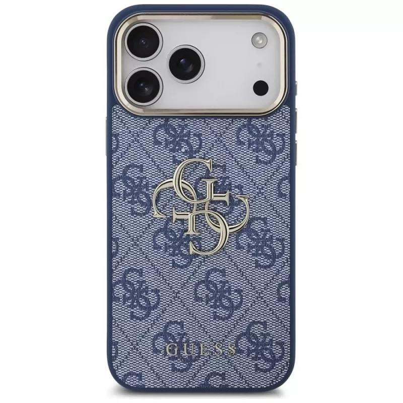 Guess 4G Big Classic Logo -kotelo iPhone 18 Pro Max / 17 Pro Max, sininen & kultainen