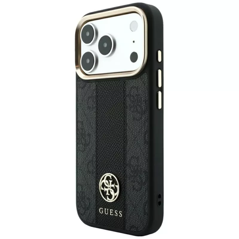 Guess 4G Stripe Round and Classic Logos MagSafe-kotelo iPhone 18 Pro Max / 17 Pro Max - musta