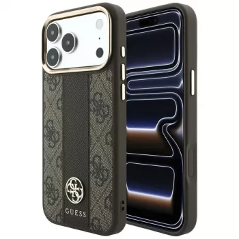 Guess 4G Stripe Round and Classic Logos MagSafe-kotelo iPhone 18 Pro / 17 Pro - ruskea