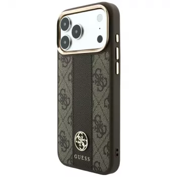 Guess 4G Stripe Round and Classic Logos MagSafe-kotelo iPhone 18 Pro / 17 Pro - ruskea