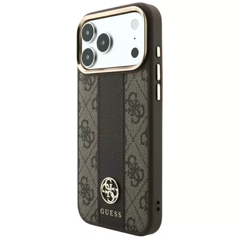Guess 4G Stripe Round and Classic Logos MagSafe-kotelo iPhone 18 Pro / 17 Pro - ruskea