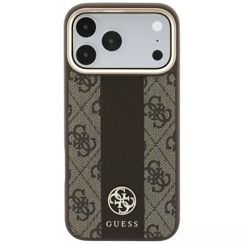 Guess 4G Stripe Round and Classic Logos MagSafe-kotelo iPhone 18 Pro / 17 Pro - ruskea