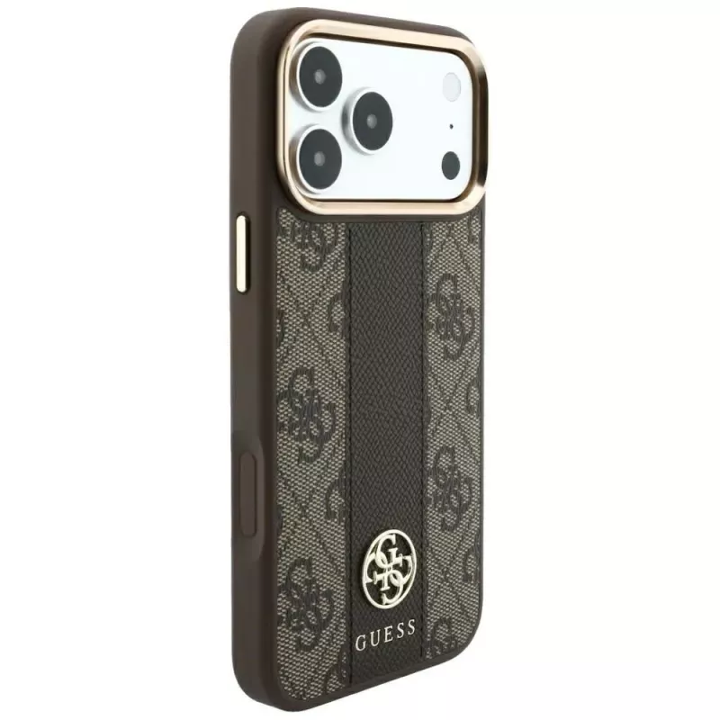 Guess 4G Stripe Round and Classic Logos MagSafe-kotelo iPhone 18 Pro / 17 Pro - ruskea