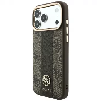 Guess 4G Stripe Round & Classic Logos MagSafe -kotelo iPhone 18 Pro Max / 17 Pro Max - ruskea