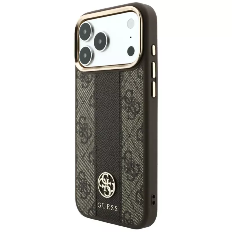 Guess 4G Stripe Round & Classic Logos MagSafe -kotelo iPhone 18 Pro Max / 17 Pro Max - ruskea