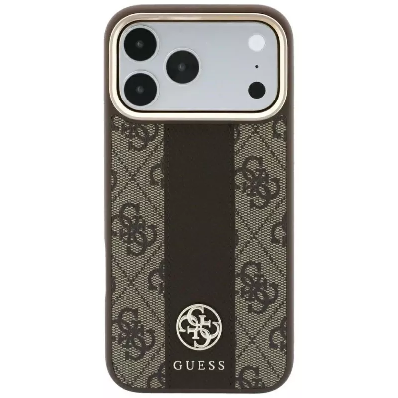 Guess 4G Stripe Round & Classic Logos MagSafe -kotelo iPhone 18 Pro Max / 17 Pro Max - ruskea