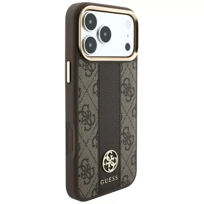 Guess 4G Stripe Round & Classic Logos MagSafe -kotelo iPhone 18 Pro Max / 17 Pro Max - ruskea