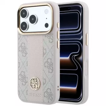 Guess 4G Stripe Round & Classic Logos MagSafe -kotelo iPhone 18 Pro / 17 Pro - pinkki