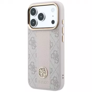 Guess 4G Stripe Round & Classic Logos MagSafe -kotelo iPhone 18 Pro / 17 Pro - pinkki