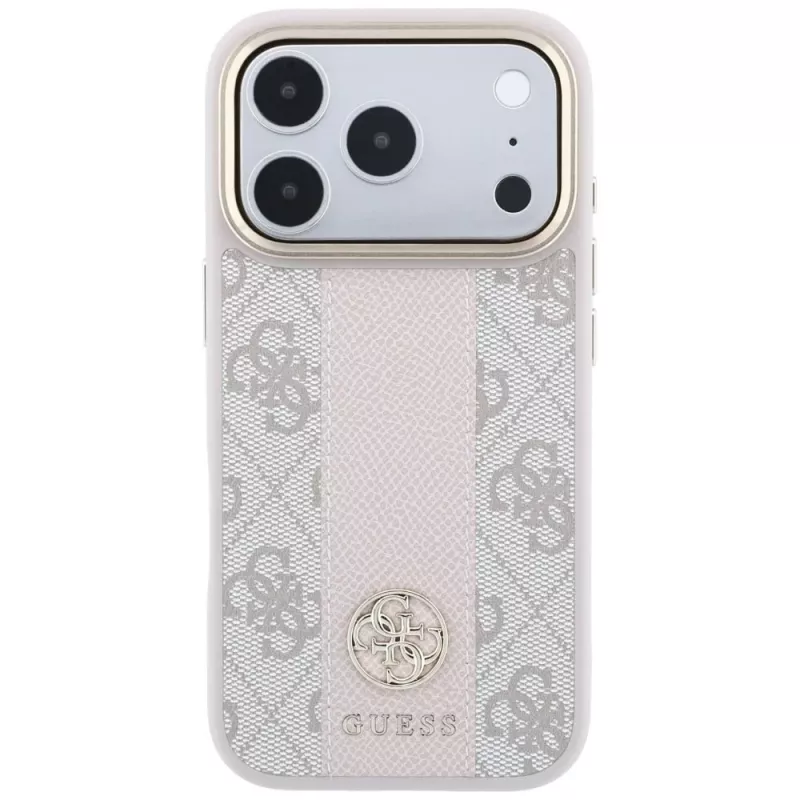 Guess 4G Stripe Round & Classic Logos MagSafe -kotelo iPhone 18 Pro / 17 Pro - pinkki