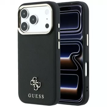 Guess Saffiano Small 4G & Classic Logo MagSafe -kotelo Apple iPhone 17 Pro Max / 18 Pro Max - musta