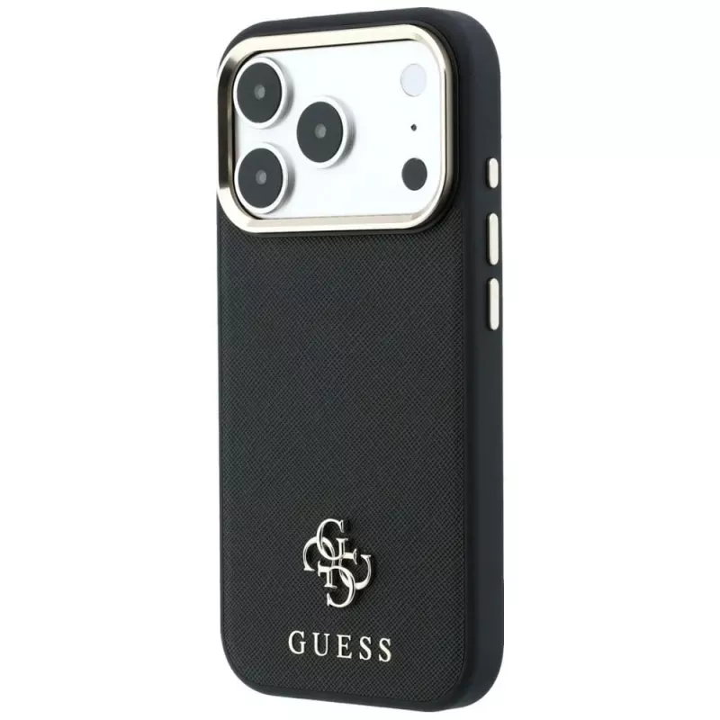 Guess Saffiano Small 4G & Classic Logo MagSafe -kotelo Apple iPhone 17 Pro Max / 18 Pro Max - musta