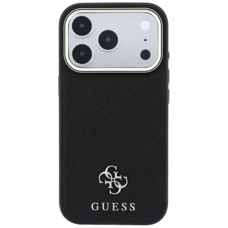 Guess Saffiano Small 4G & Classic Logo MagSafe -kotelo Apple iPhone 17 Pro Max / 18 Pro Max - musta