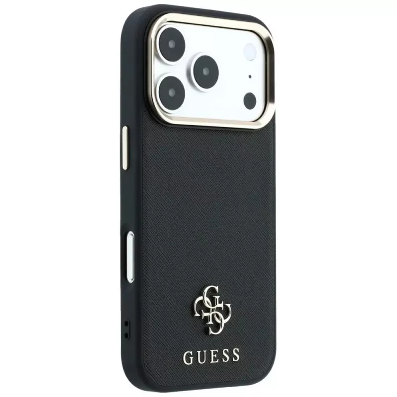 Guess Saffiano Small 4G & Classic Logo MagSafe -kotelo Apple iPhone 17 Pro Max / 18 Pro Max - musta