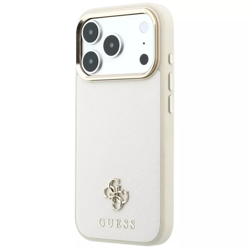 GUESS Saffiano Small 4G & Classic Logo MagSafe -kotelo iPhone 17 Pro Max / 18 Pro Max - beige