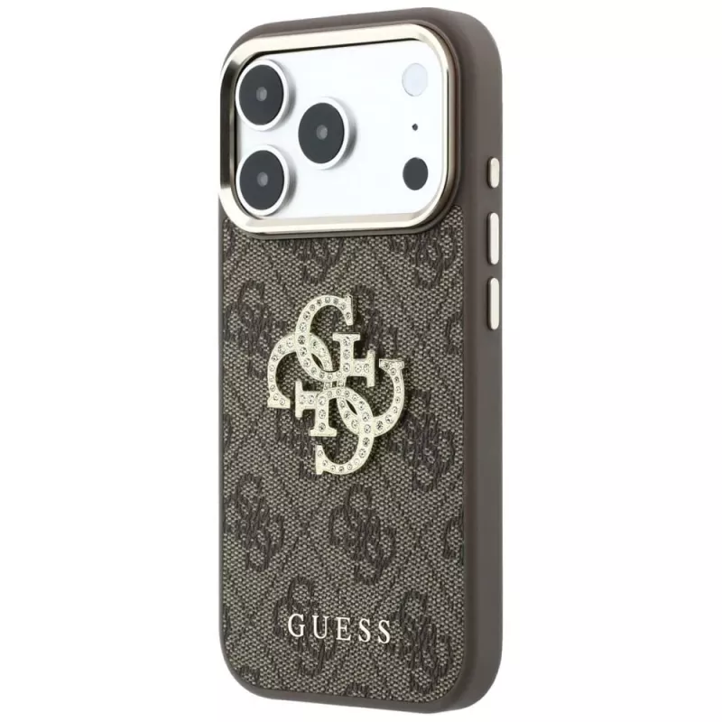 GUESS 4G & Big Strass Logo -takakansi Apple iPhone 17 Pro Max / 18 Pro Max - ruskea