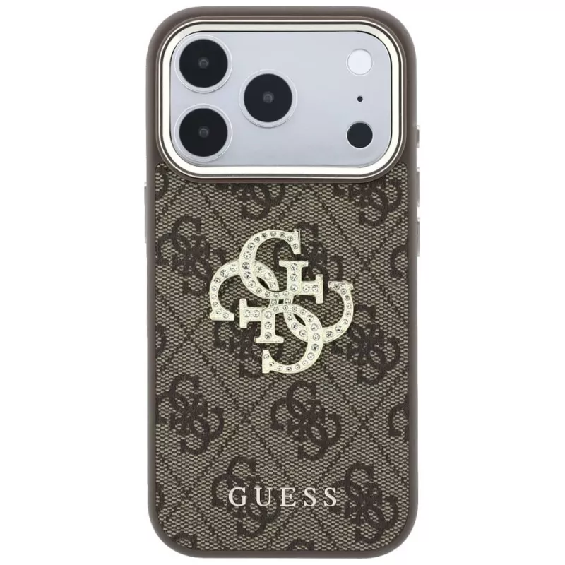 GUESS 4G & Big Strass Logo -takakansi Apple iPhone 17 Pro Max / 18 Pro Max - ruskea