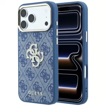 GUESS 4G & Big Strass Logo -kovakotelo iPhone 18 Pro / 17 Pro - sininen