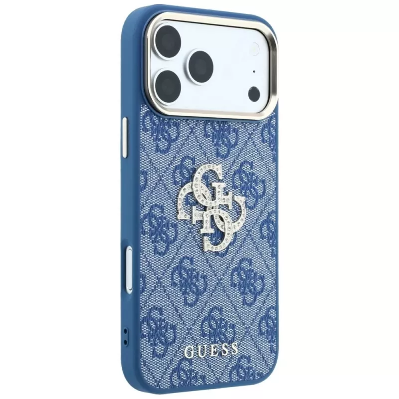 GUESS 4G & Big Strass Logo -kovakotelo iPhone 18 Pro / 17 Pro - sininen
