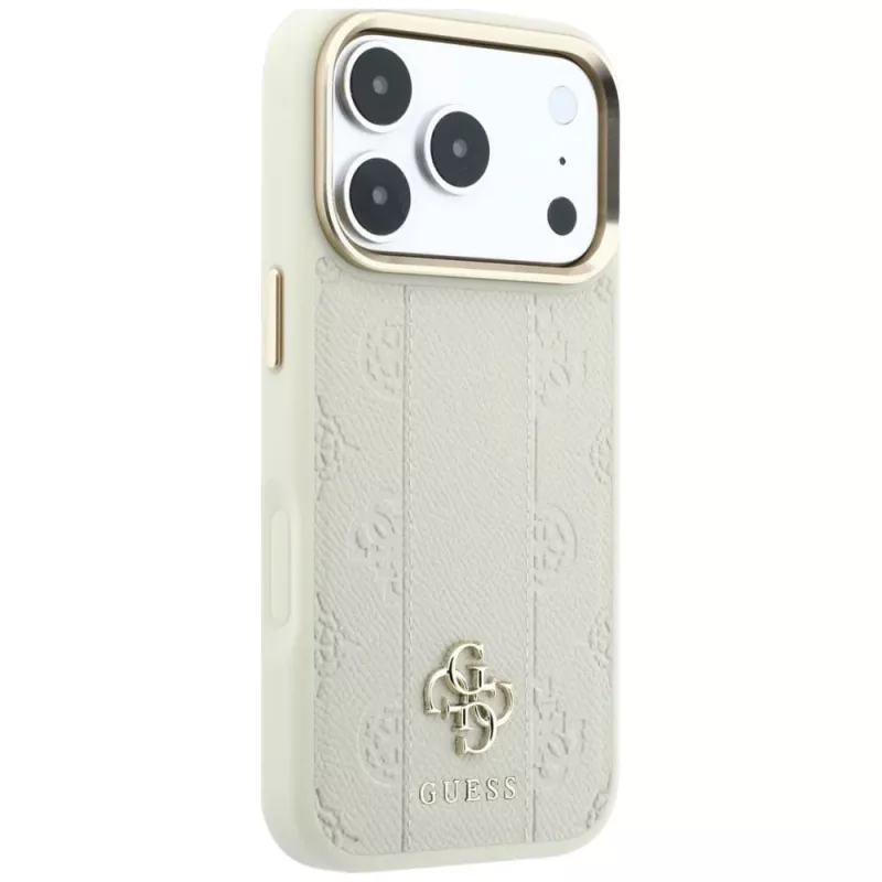 Guess Stripe Peony 4G Logo MagSafe -kotelo Apple iPhone 18 Pro / 17 Pro – beige