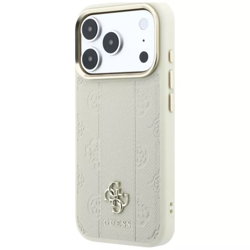 Guess Stripe Peony 4G Logo MagSafe -kotelo iPhone 18 Pro Max / 17 Pro Max - beige
