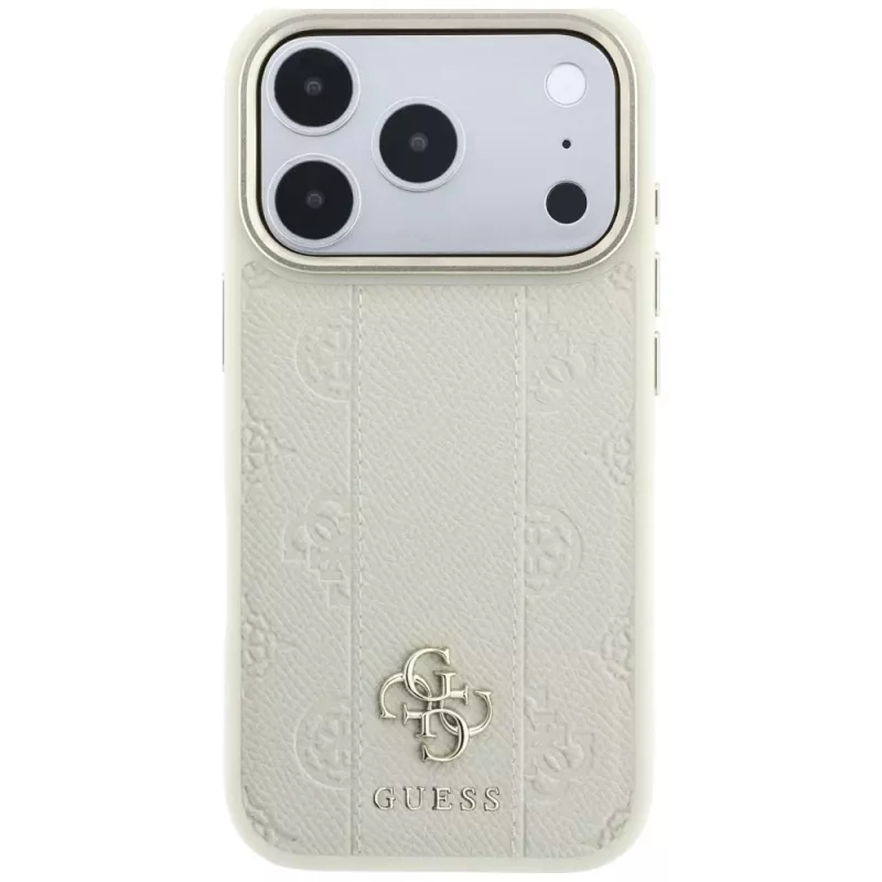 Guess Stripe Peony 4G Logo MagSafe -kotelo iPhone 18 Pro Max / 17 Pro Max - beige