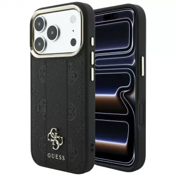 Guess Stripe Peony 4G Logo MagSafe -kotelo Apple iPhone 18 Pro / 17 Pro - musta