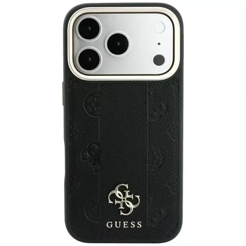 Guess Stripe Peony 4G Logo MagSafe -kotelo Apple iPhone 18 Pro / 17 Pro - musta