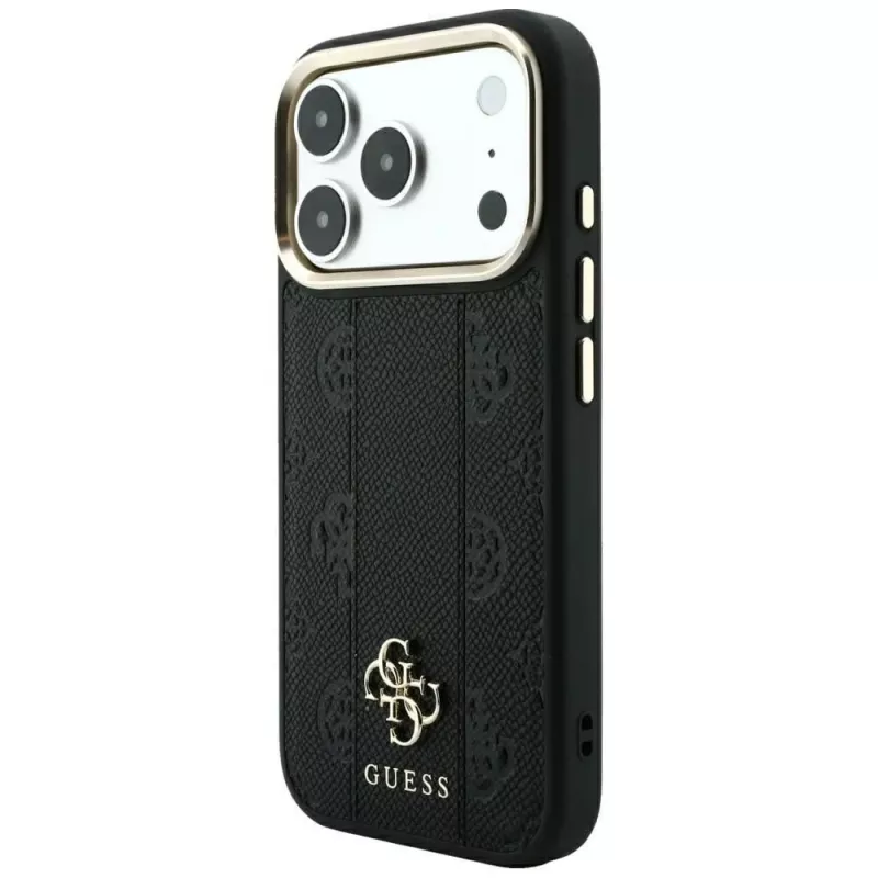 Guess Stripe Peony 4G Logo MagSafe -kotelo iPhone 18 Pro Max / 17 Pro Max - musta