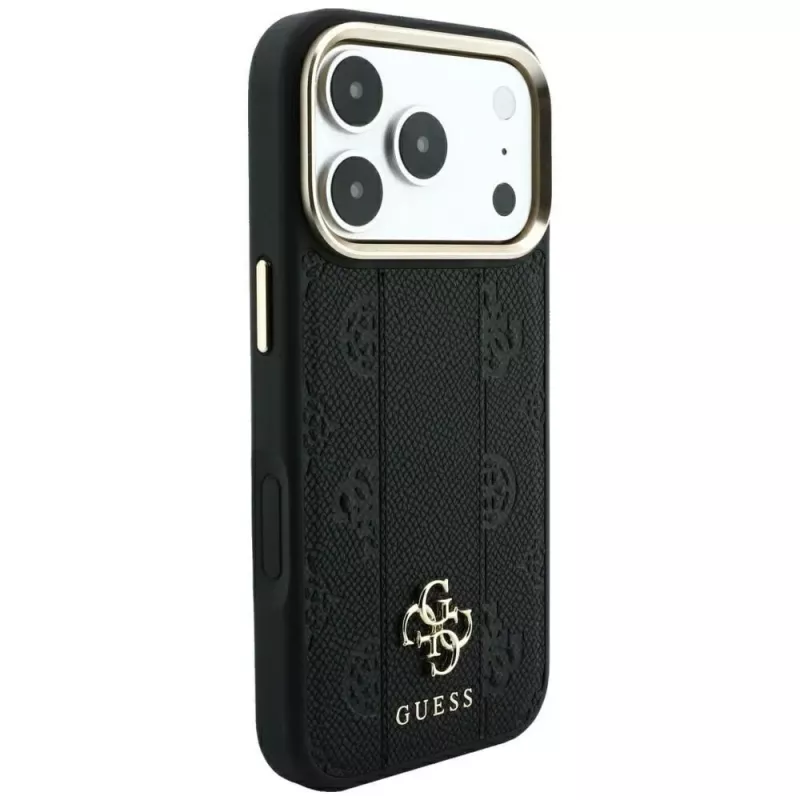 Guess Stripe Peony 4G Logo MagSafe -kotelo iPhone 18 Pro Max / 17 Pro Max - musta