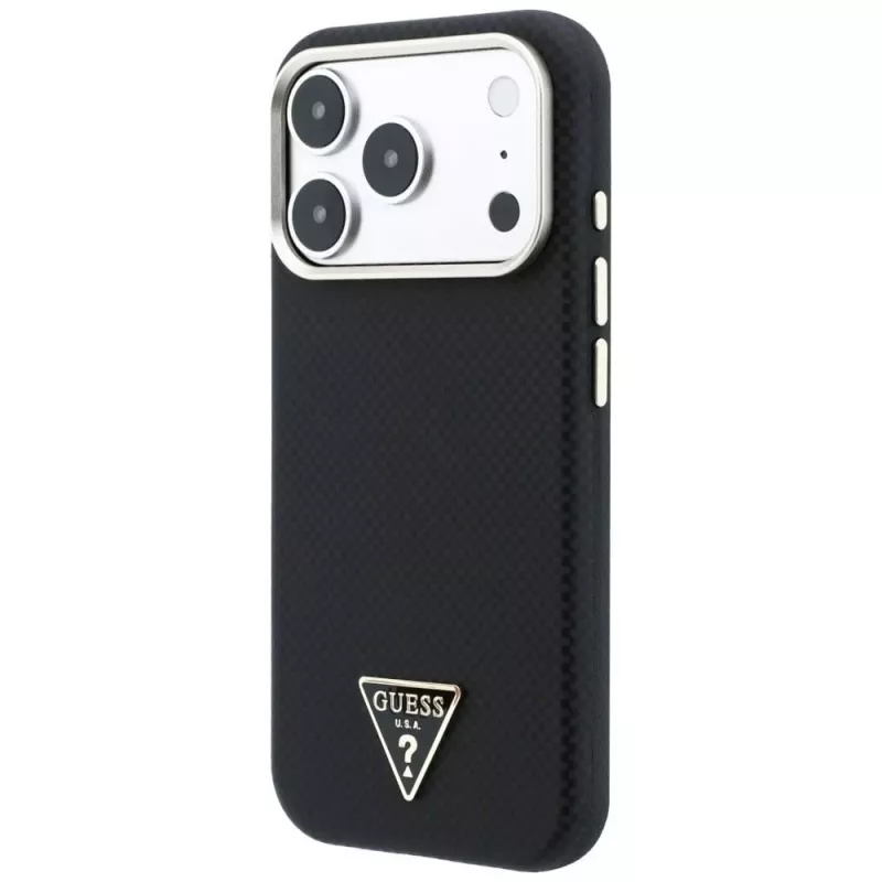 Guess Kevlar Triangle Logo MagSafe -kotelo iPhone 17 Pro / 18 Pro - musta