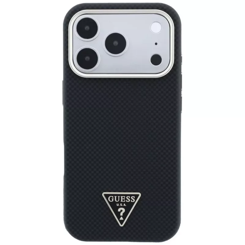 Guess Kevlar Triangle Logo MagSafe -kotelo iPhone 17 Pro / 18 Pro - musta