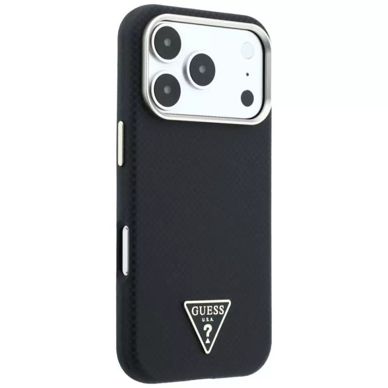 Guess Kevlar Triangle Logo MagSafe -kotelo iPhone 17 Pro / 18 Pro - musta