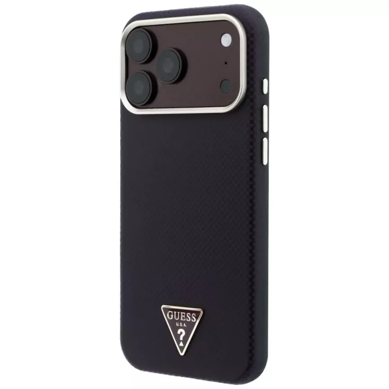 Guess Kevlar Triangle Logo MagSafe -kotelo iPhone 17 Pro / 18 Pro - burgundinpunainen