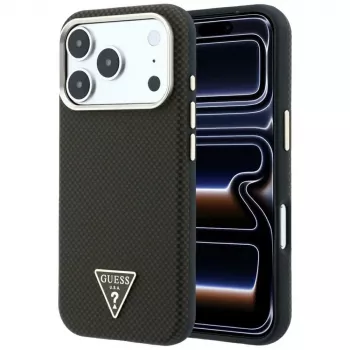 GUESS Kevlar Triangle Logo MagSafe -kotelo iPhone 17 Pro Max / 18 Pro Max - ruskea