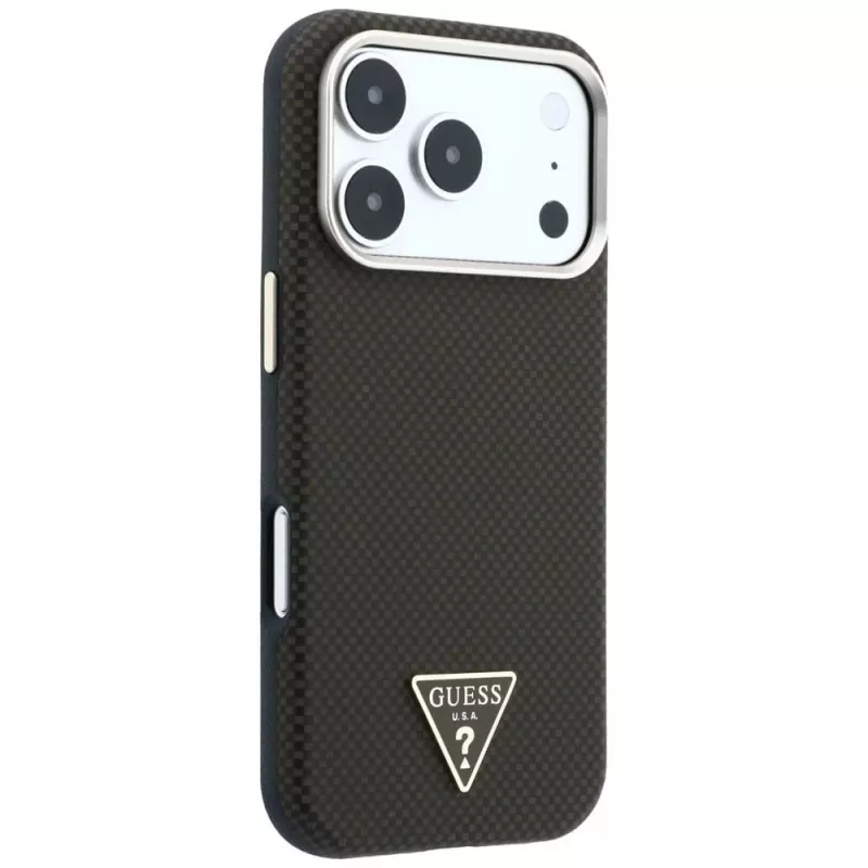GUESS Kevlar Triangle Logo MagSafe -kotelo iPhone 17 Pro Max / 18 Pro Max - ruskea