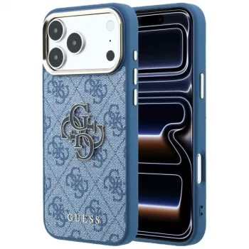 GUESS 4G & Big Resin Logo -kotelo iPhone 17 Pro Max / 18 Pro Max - vaaleansininen