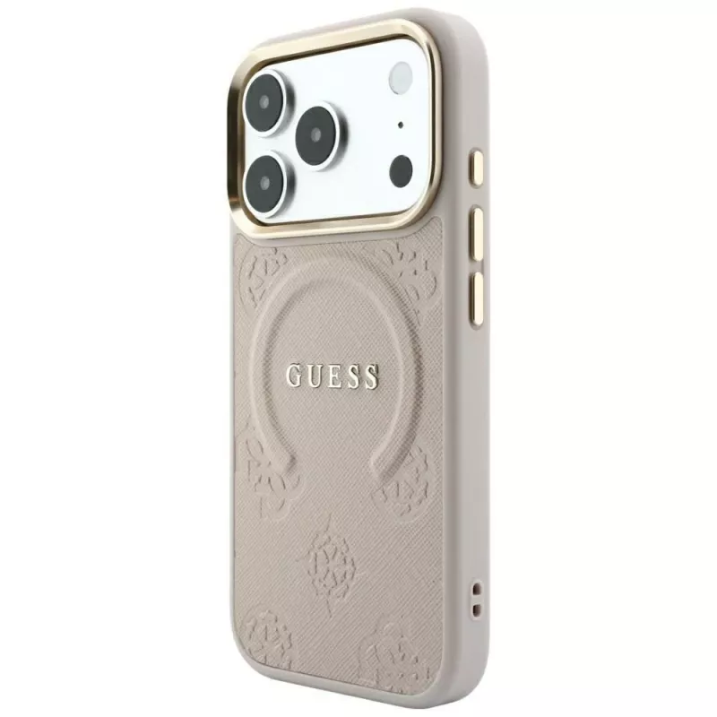 GUESS Saffiano Peony & Ring MagSafe -kotelo iPhone 18 Pro Max / 17 Pro Max - pinkki