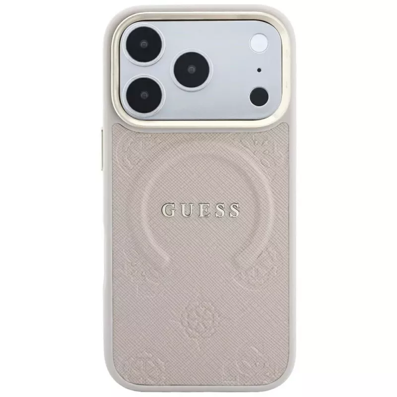 GUESS Saffiano Peony & Ring MagSafe -kotelo iPhone 18 Pro Max / 17 Pro Max - pinkki