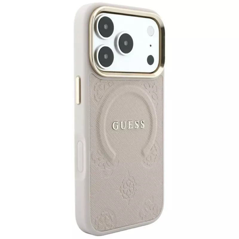 GUESS Saffiano Peony & Ring MagSafe -kotelo iPhone 18 Pro Max / 17 Pro Max - pinkki