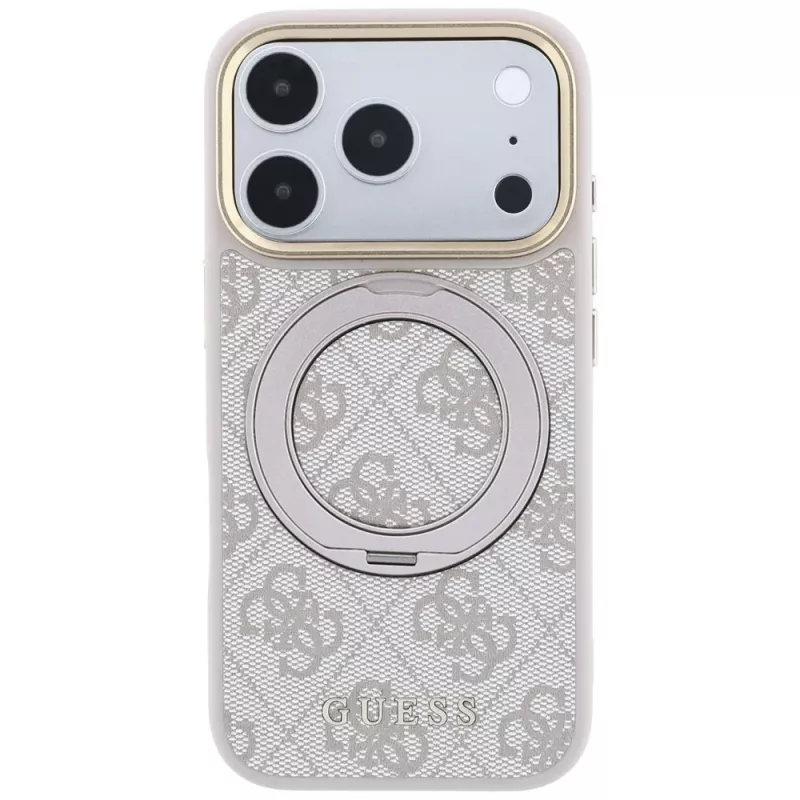 Guess Ring Stand 360 4G Classic Logo MagSafe -kotelo iPhone 18 Pro Max / 17 Pro Max - pinkki