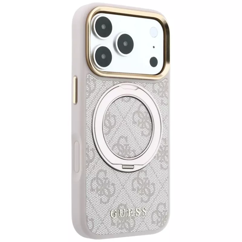 Guess Ring Stand 360 4G Classic Logo MagSafe -kotelo iPhone 18 Pro Max / 17 Pro Max - pinkki