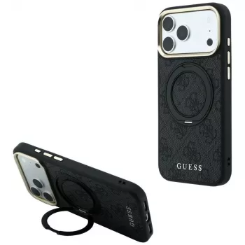 Guess Ring Stand 360 4G Classic Logo MagSafe -kotelo iPhone 18 Pro / 17 Pro, musta
